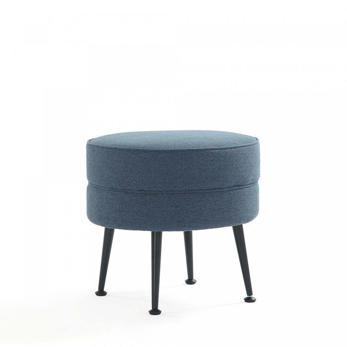 Bailey Mid-Century Modern Upholstered Accent Ottoman in Blue