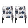 Oliver Linen-look Fabric Accent Chair Set Of 2 With Rubberwood Legs - Blue, Multicolour