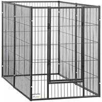 Pawhut 6 Panel Dog Playpen Dog Pen Metal Pet Fence For Outside Indoor, Adjustable Width, Heavy Duty