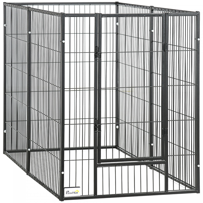 Pawhut 6 Panel Dog Playpen Dog Pen Metal Pet Fence For Outside Indoor, Adjustable Width, Heavy Duty Steel Frame, 32.5\"-59\"w X 24\"d X 40''h Black