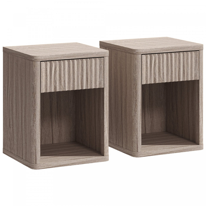 HOMCOM Modern Nightstand Set of 2, Bedside Table for Bedroom, Grey