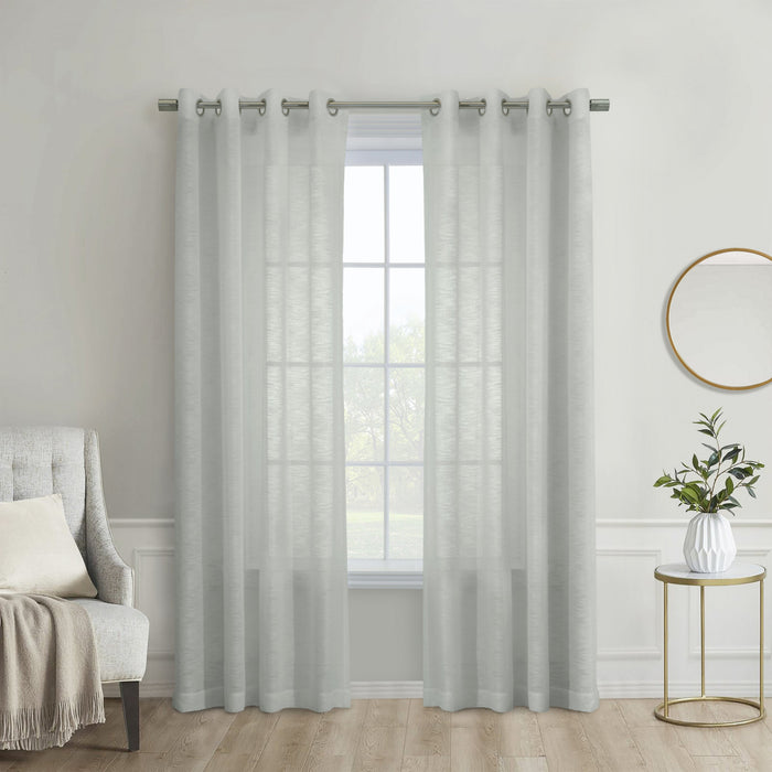 Habitat Boucle Light Grey Sheer Grommet Curtain Panel - 52 x 108