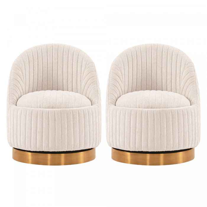 Leela Modern Chenille Swivel Lounge Chair in Cream - Set of 2 Accent Chair