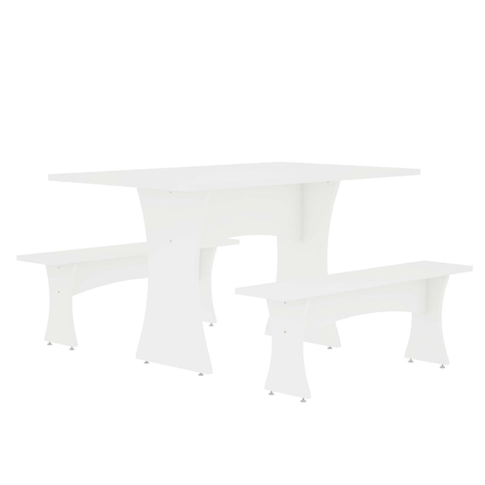 Coney Mid-Century Modern 3-Piece Dining Set in White