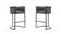Cosmopolitan Mid-Century Modern Metal Upholstered Barstool in Graphite - Set of 2 Bar Stool 