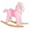 Qaba Kids Plush Rocking Horse Child Ride On Toy Rocker With Realistic Sounds Pink