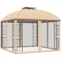 Outsunny 10' X 10' Outdoor Gazebo Canopy With Display Corner Shelves, Double Tier Roof, Removable Me