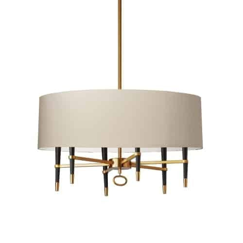 Dainolite Langford 6 Light Chandelier Vintage Bronze Cream Shade Lamp