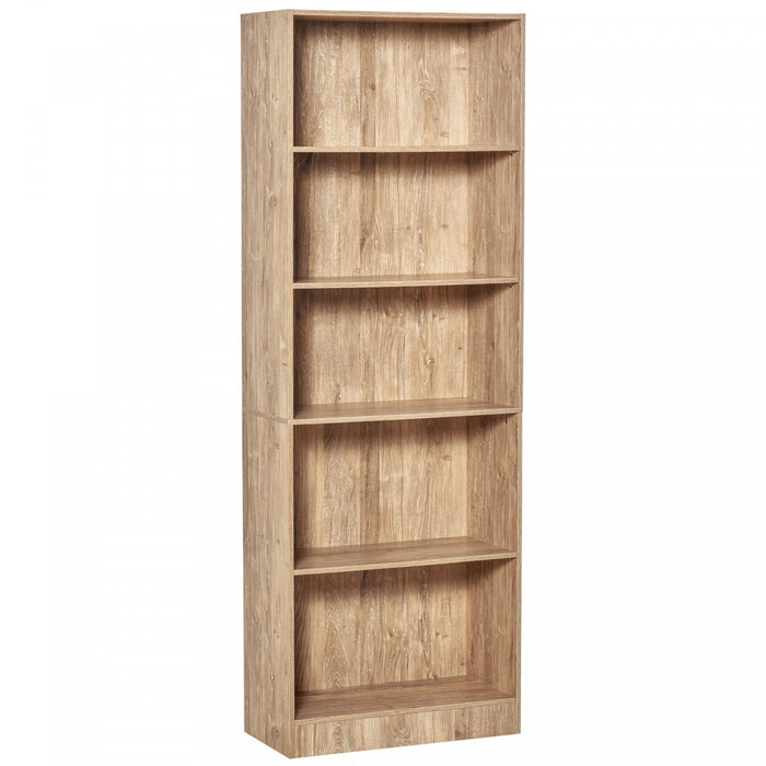 HOMCOM 5-Tier Bookcase Display Unit Storage Cabinet Adjustable Shelf