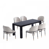 Flor and Rockaway Modern Industry Chic 7-Piece Dining Set in Wheat and Black 