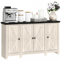 HOMCOM Sideboard Cabinet with Adjustable Shelves, Doors, White Wood Grain