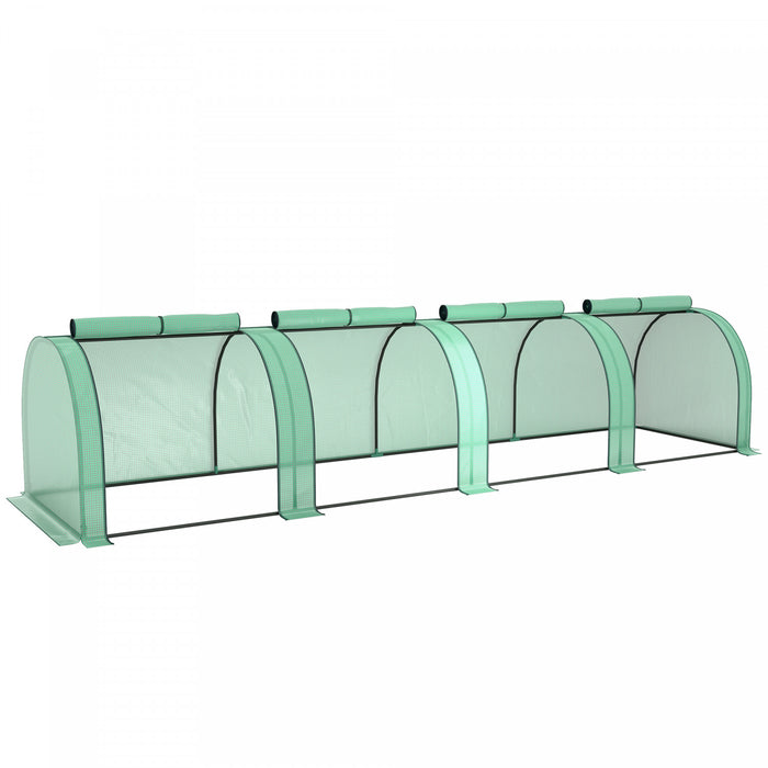 Outsunny Mini Tunnel Greenhouse With Pe Cover Garden Green Grow Shed, Green