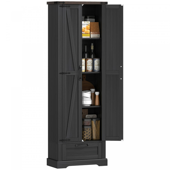 HOMCOM 71\" Pantry Cabinet, Kitchen Storage Cabinet with 2 Doors, Black