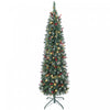 HOMCOM 6 ft Prelit Pencil Christmas Tree with Silver Glitter, Xmas Tree
