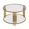 Jonas 31.5\" Round Tempered Glass Coffee Table With Lower Shelf, Transparent