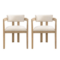 James Armrest Dining Chair Set Of 2 With Rubberwood Frame - Beige