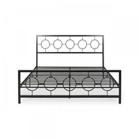 Robert Metal Construction Bed Frame With Circular Design Headboard And Footboard,king Size,black King Bed 