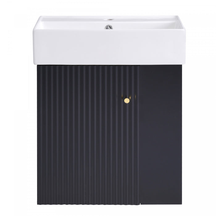 Rachel 21.6\" Floating Bathroom Vanity With Ceramic Basin, Soft-close Door, And Left Side Storage