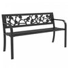 Outsunny Outdoor Bench With Floral Pattern Backrest, Patio Loveseat, Black