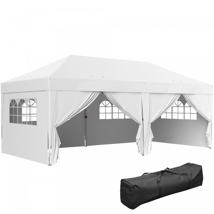 Outsunny 10'x20' Pop Up Tent Outdoor Easy Folding Gazebo Party Tent White