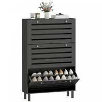 HOMCOM Shoe Storage Cabinet with Adjustable Shelves, Black