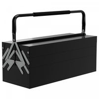 Durhand Metal Tool Box Portable Steel Tool Chest Cabinet With Handle, Black