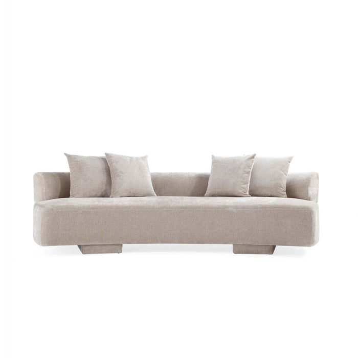 Verandah Mid-Century Modern 112\" Chenille Sofa in Beige