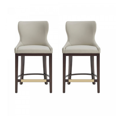 Blair Modern Wood Upholstered Counter Stool in Stone - Set of 2 Bar Stool | Tabouret de comptoir Blair moderne en bois avec revetement en tissu couleur pierre - Lot de 2