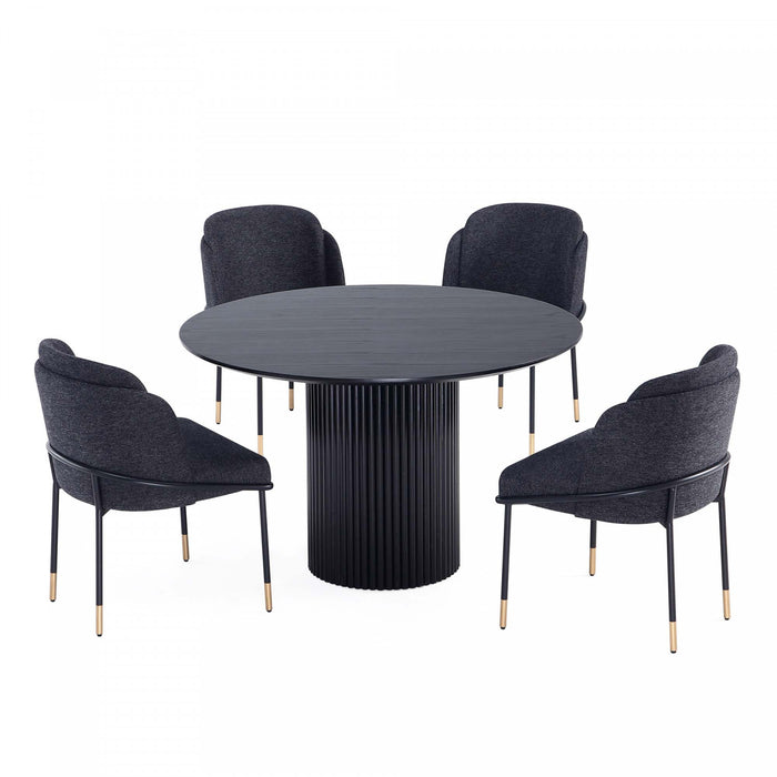 Flor and Hathaway Modern Industry Chic 5-Piece Dining Set in Black