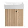 Camille Floating Bathroom Vanity with Ceramic Sink and Right Side Storage, Natural | Camille Meuble de salle de bain flottant avec vasque en ceramique et rangement cote droit, Naturel