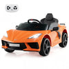 Costway 12v Electric Kids Ride On Car With Remote Control Wireless Connection Lights Orange