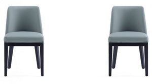 Manhattan Comfort Set of 2 Gansevoort Modern Faux Leather Dining Chairs - Pewter