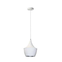 Dainolite Helsinki 1 Light Pendant Teardrop Large Matte White Finish Silver Interior Lamp
