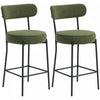 HOMCOM Modern Bar Stools Set of 2 27\" Counter Height Barstools, Green
