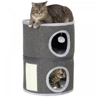 Pawhut 2-story Cat Condo Tower, 22 Inches Cat Tree For Indoor Cats With Top Perch And 2 Hideaways, S