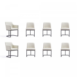 Serena Modern 8-Piece Dining Set in Ivory Dining Chair
