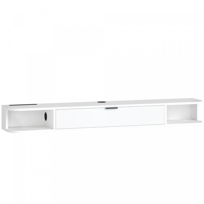 HOMCOM 55\" Floating TV Stand, Wall Mounted Media Console, White