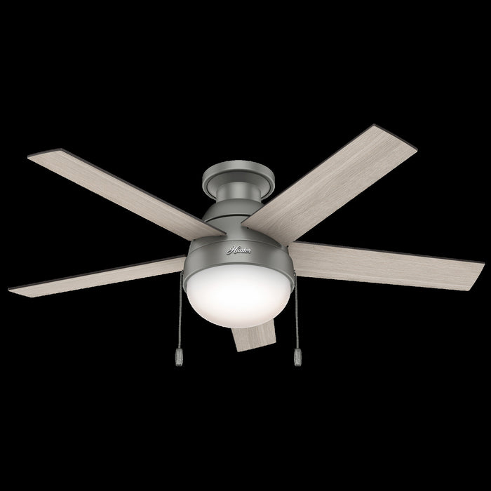 Anslee Low Profile Ceiling Fan with Light Fixture - Grey
