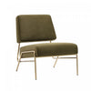 Serenity Contemporary Modern Metal Upholstered Lounge Chair in Forest Green | Fauteuil lounge contemporain moderne Serenity en metal et tissu, vert foret