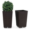 Costway 23\" Tall Planters Set Of 2 Rattan Wicker Plant Pot Self-watering Tree Pot Brown