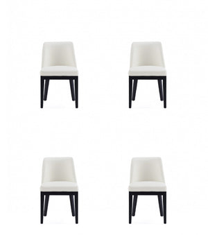 Gansevoort Modern Wood Vegan Leather Dining Chair in Ivory - Set of 4