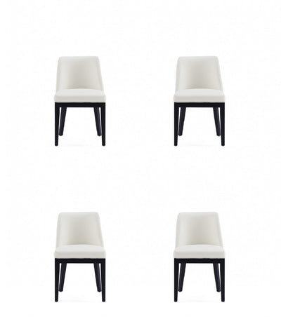 Gansevoort Modern Wood Vegan Leather Dining Chair in Ivory - Set of 4 | Chaise de salle a manger moderne en bois et cuir vegetalien Gansevoort, ivoire - Lot de 4