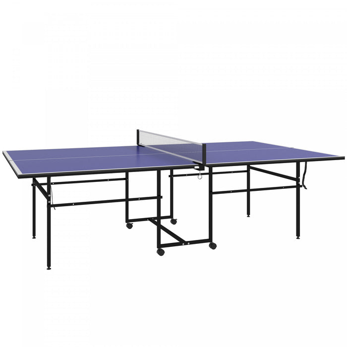 Soozier Full Size Ping Pong Table, Folding Table Tennis Table Set, Blue
