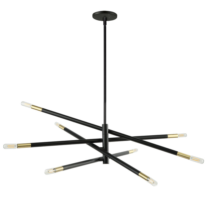 Dainolite Wand 8 Light Chandelier Large Matte Black/Aged Brass Lamp