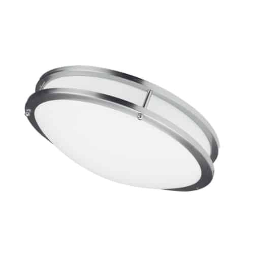 Dainolite Cfled Ceiling Flush Mount 16\" Dia Satin Chrome Finish White Shade Lamp