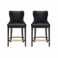 Blair Modern Wood Upholstered Counter Stool in Black - Set of 2 Bar Stool 