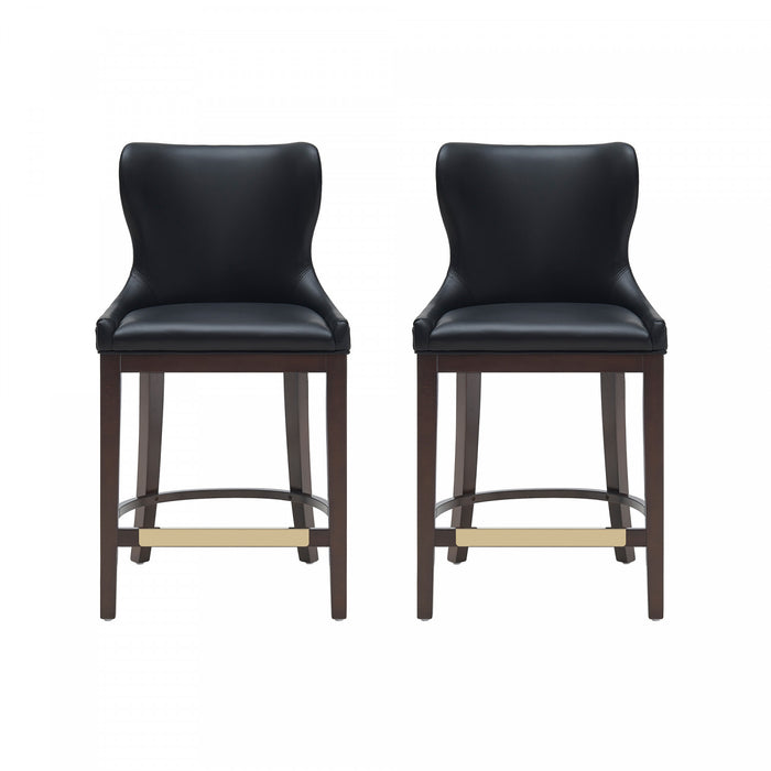 Blair Modern Wood Upholstered Counter Stool in Black - Set of 2 Bar Stool