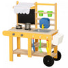 Qaba Mud Kitchen for Kids Outdoor with Wheels, Wooden Kids Play Kitchen Playset with Sink, Stove, Faucet, Storage Shelf, Planting Pots and Blackboard, Yellow
