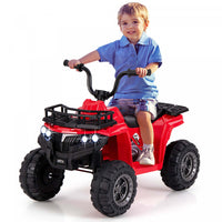 Costway Kids Ride On Electric Atv 6v 4-wheeler Quad Car With One-button Start Tread Tires Red
