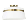 Dainolite Symphony 3 Light Semi-flush Mount Aged Brass White Shade Lamp